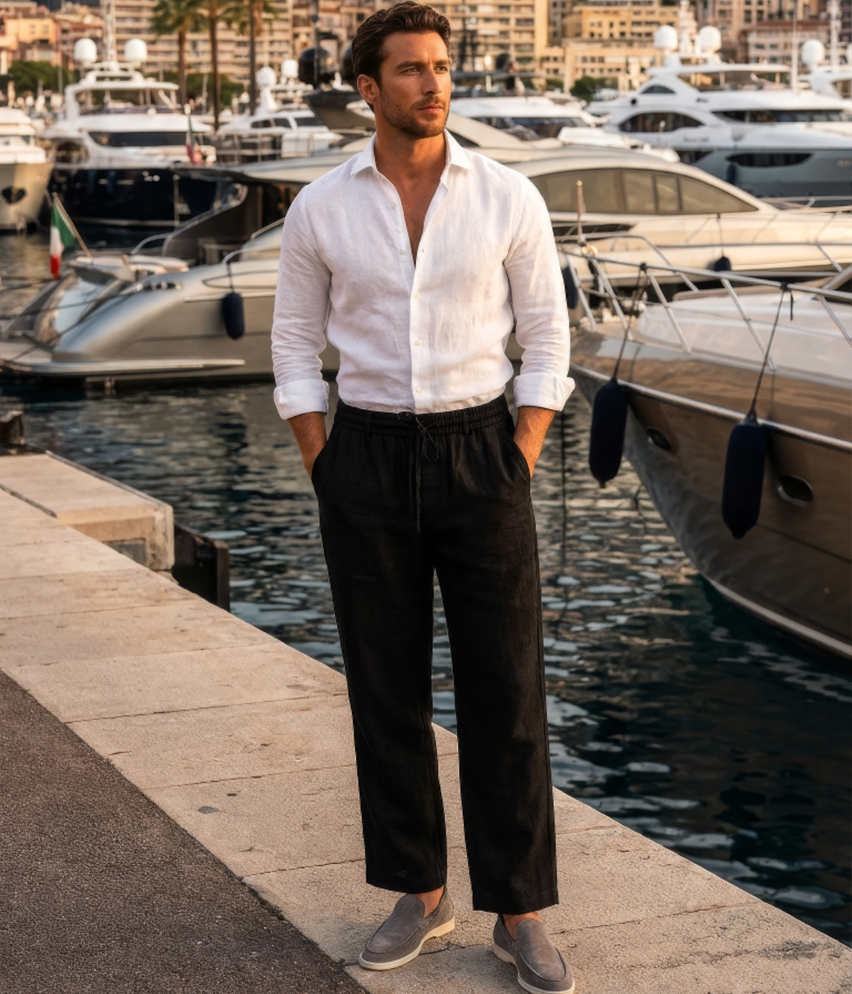 ElioRiva® - Pantaloni Lino Nero